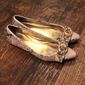 kate spade Eryn flats snake print gold trim size 8